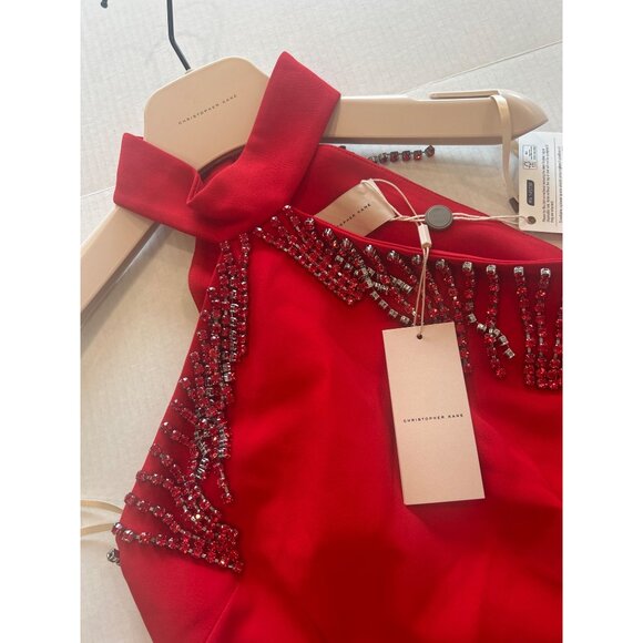 Christopher Kane Crystal-Embellished Crepe Mini Dress Red Size 4 NWT $1,695 - Picture 4 of 7